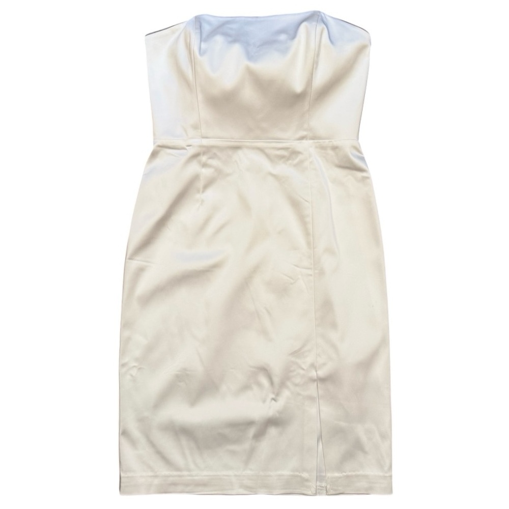 White House Black Market White Satin Strapless Sheath Dress NWOT Size 12